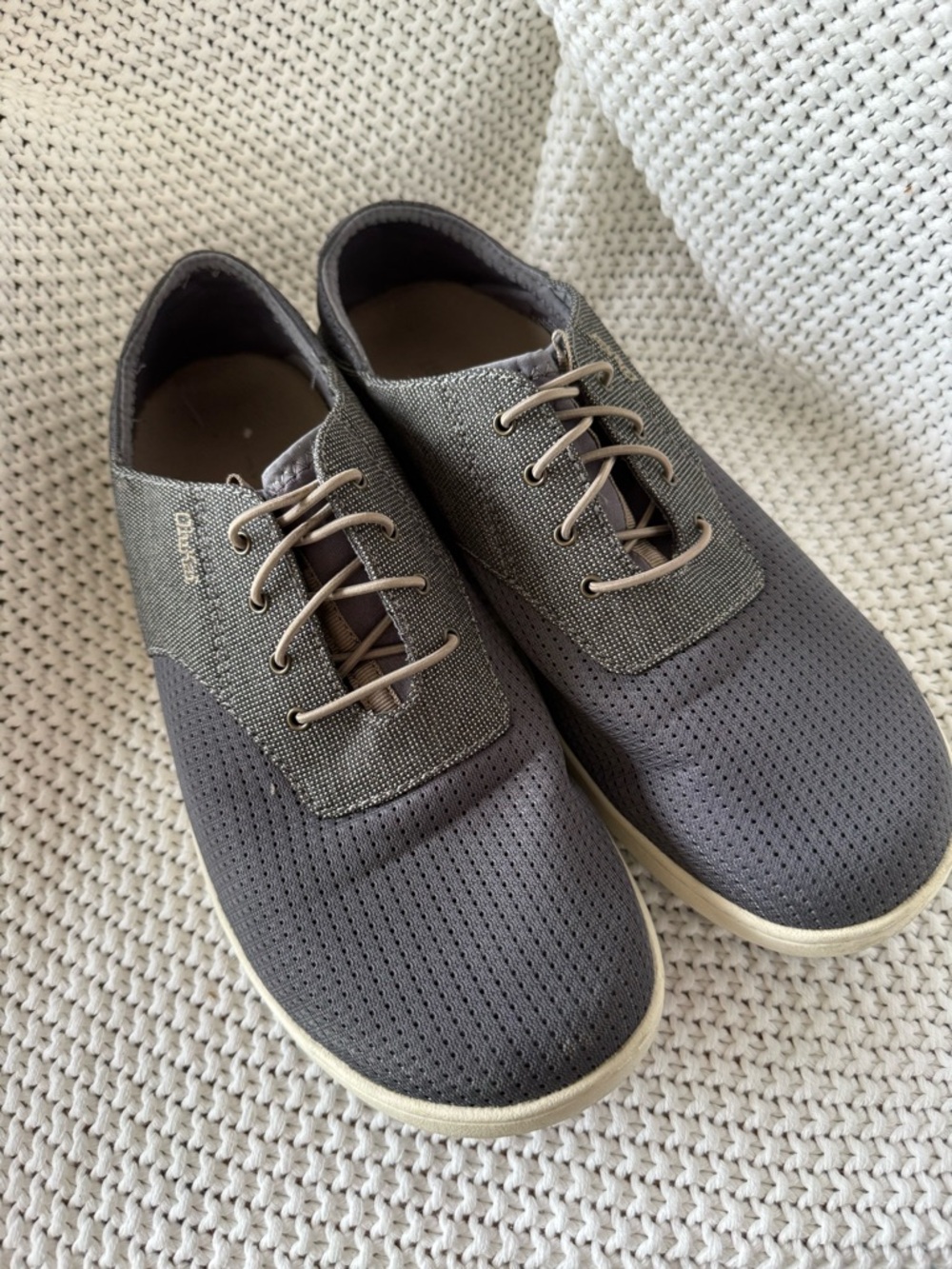 OluKai Men’s Gray Perforated Slip-On Sneakers with Cream Sole